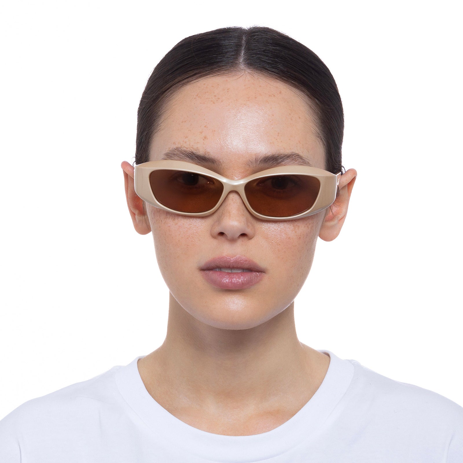 Swift Lust Pearl Nougat Uni-Sex Rectangle Sunglasses | Le Specs