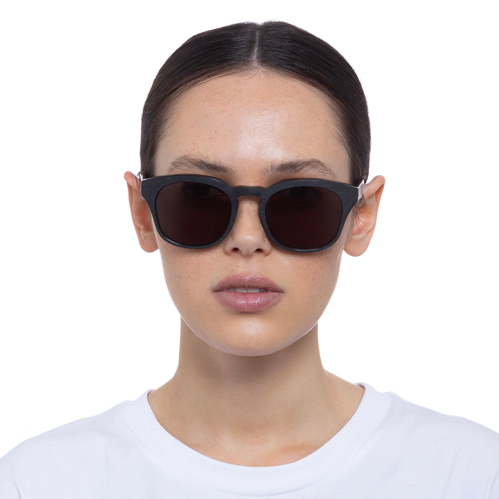 Trentadue Scratched Black Uni-Sex Round Sunglasses | Le Specs