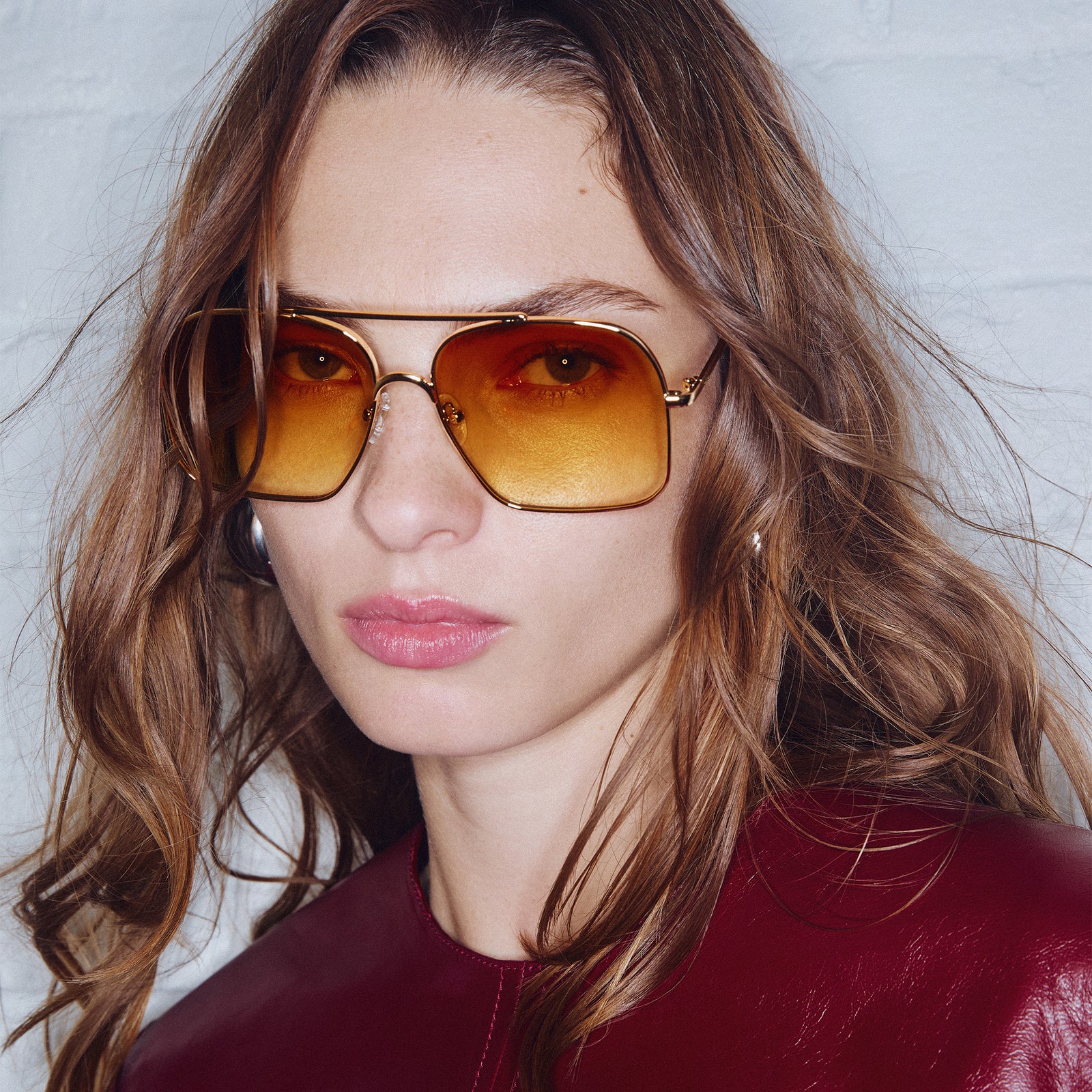 Civelle Bright Gold Tort Female Aviator Sunglasses | Le Specs