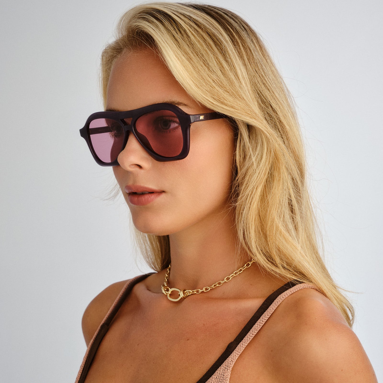 Drizzle Deep Plum Uni-Sex Aviator Sunglasses | Le Specs