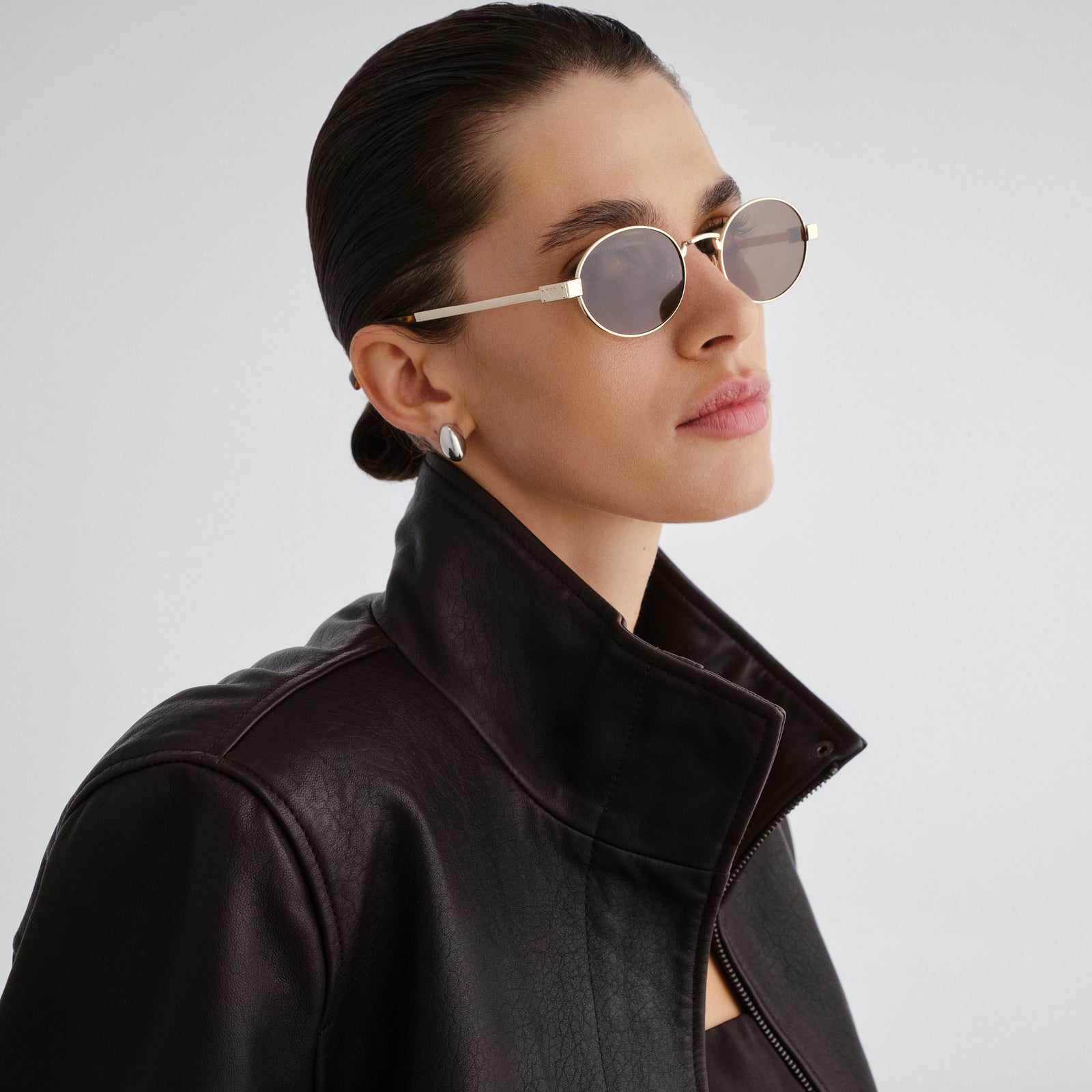 Poseidon Deux Gold Uni-Sex Oval Sunglasses | Le Specs