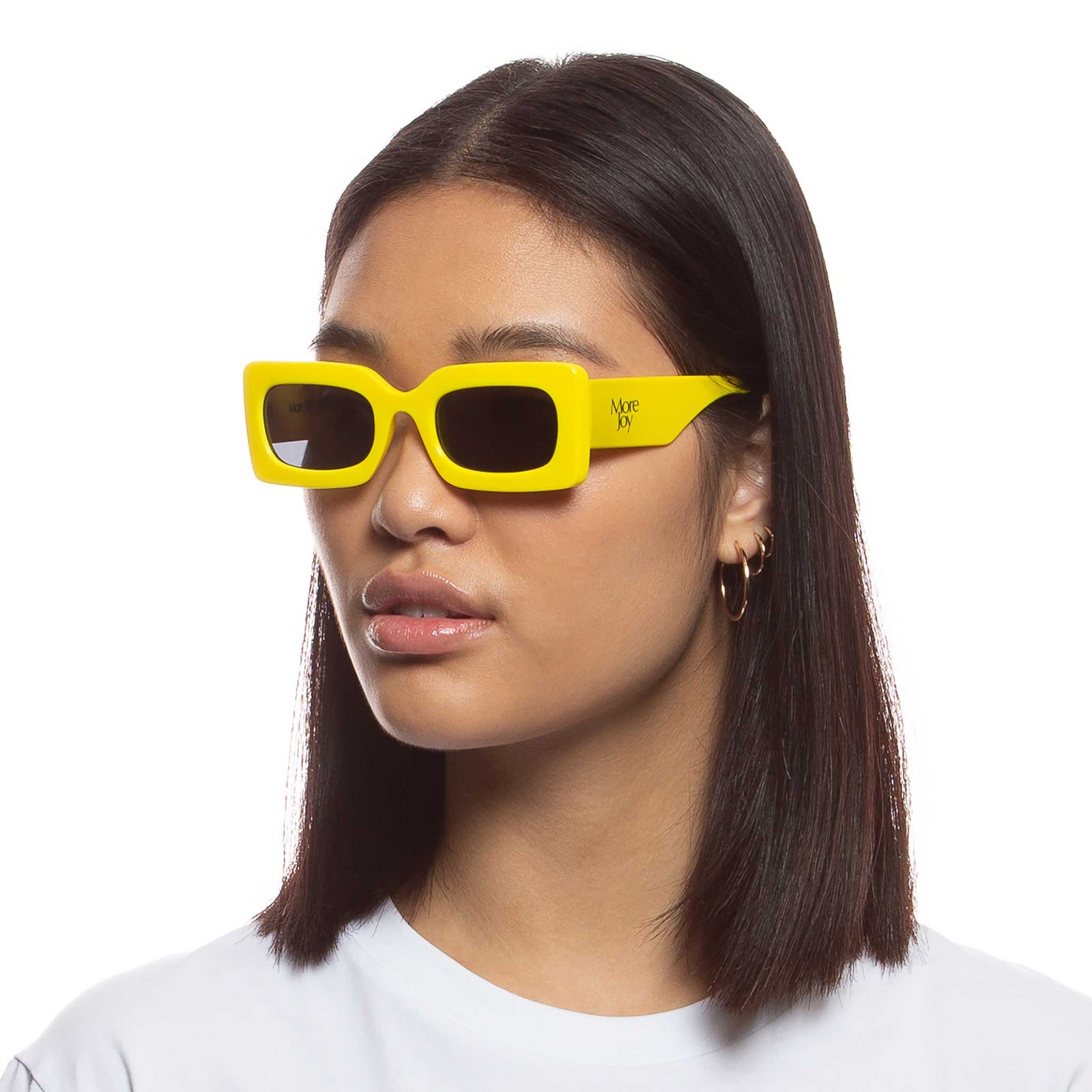 More Joy Edition I Black Yellow Uni-Sex Rectangle Glasses | Le Specs